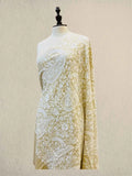 Luxury White & Skin Pashmina Shawl with Kashmiri Aari Embroidery