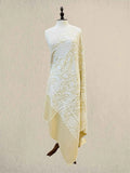 Luxury White & Skin Pashmina Shawl with Kashmiri Aari Embroidery
