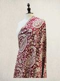 Luxury Mahroon & Beige Pashmina Shawl Machine Aari Embriodery