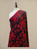 Luxury Black and Red Pashmina Shawl with Kashmiri Aari Flower Embroidery