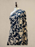 Luxury Black on Beige Pashmina Shawl with Kashmiri Aari Flower Embroidery