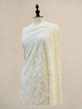 Luxury White on White Pashmina Shawl with Kashmiri Aari Flower Embroidery
