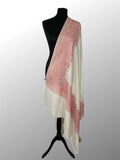 Luxury Ivory White  Pashmina Shawl – Rose Pink Four-Side Silk Border Embroidery - LoomFable