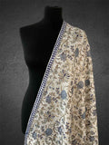 Luxury Ivory Flower Design Silk Thread Embriodery Pashmina Stole