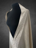 Luxury Ivory Radiance Toosh Pashmina Shawl | One Color Sozni Hand-Needlework - LoomFable