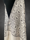 Luxury Ivory Mist Toosh Pashmina | Full-Body Hand-Needle Sozni Jaal - LoomFable