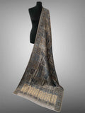 Luxury kani Silk Dupatta Moonlight Border Handwoven Kashmiri Wrap