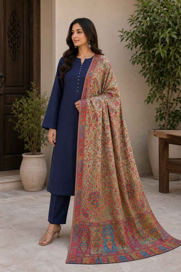 Luxury Kashmiri Kani Silk Dupatta with Handloom Wrap