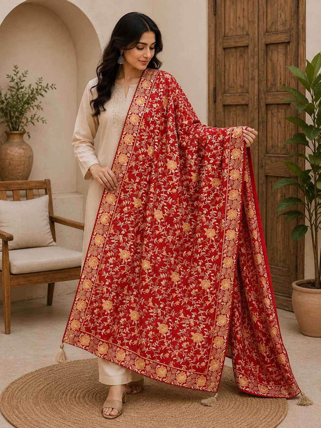 Luxury Chiffon Dupatta with Machine Embroidery