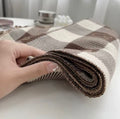 Cozy Wool Cashmere Checkered Scarf – Brown & Beige Mickey Pattern Winter Scarfs - LoomFable