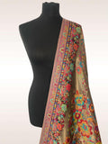 Luxury Golden Bloom Kani Silk Moonlight Dupatta Flower Design - LoomFable