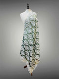 Elegant Green & White Silk Thread Embroidered Organza Dupatta