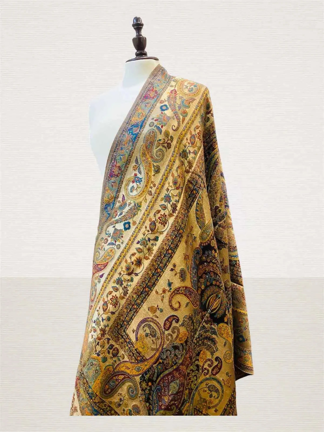 Luxury Imperial Multicolor Multi-Border Kani Silk Dupatta Moonlight - Handwoven Wrap