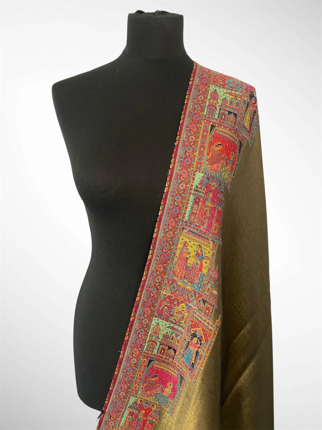 Kani Moonlight 4 side Darbar design border Shawl - LoomFable