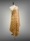 Elegant Pastel Peach and Champagne Gold Silk Thread Embriodery Organza Dupatta