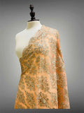 Elegant Pastel Peach and Champagne Gold Silk Thread Embriodery Organza Dupatta