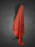 Luxury Crimson Imperial Kani Handloom Shawl | Vibrant Jamawar Jaal - LoomFable